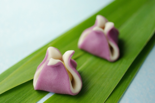 和菓子 花菖蒲 練りきりとういろうで ふつうのコト 和菓子 花菖蒲 練りきりとういろうで ふつうのコト
