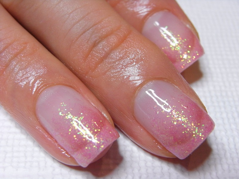 スクエアカットにピンクラメ 勝どき ラグジュネイル 月島 銀座 佃 築地 晴海 豊洲エリア