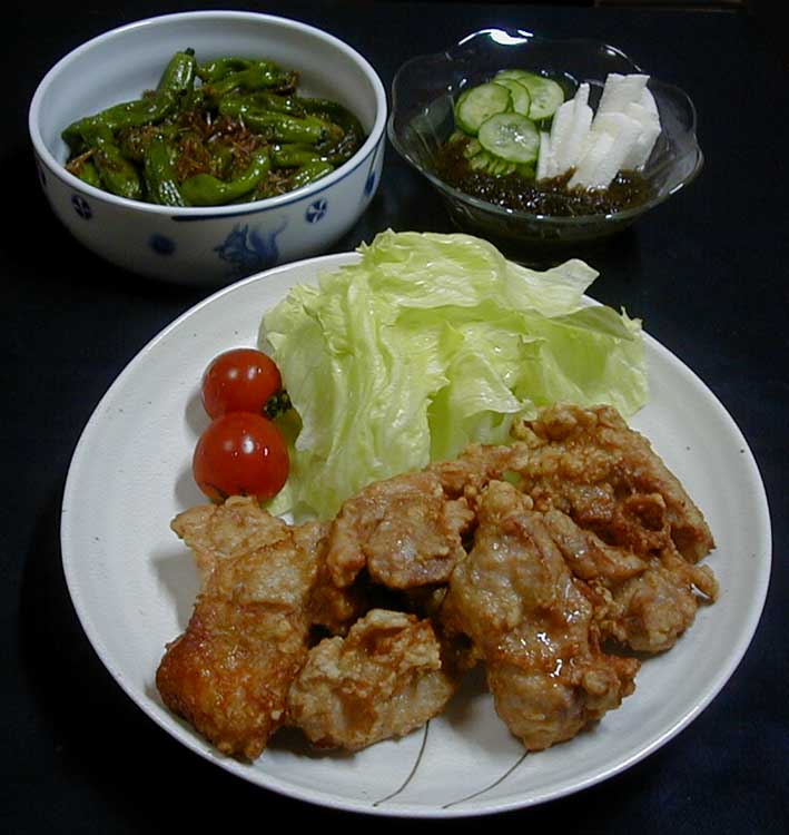 鶏肉の唐揚げ＆しし唐雑魚炒め煮_e0126576_918316.jpg