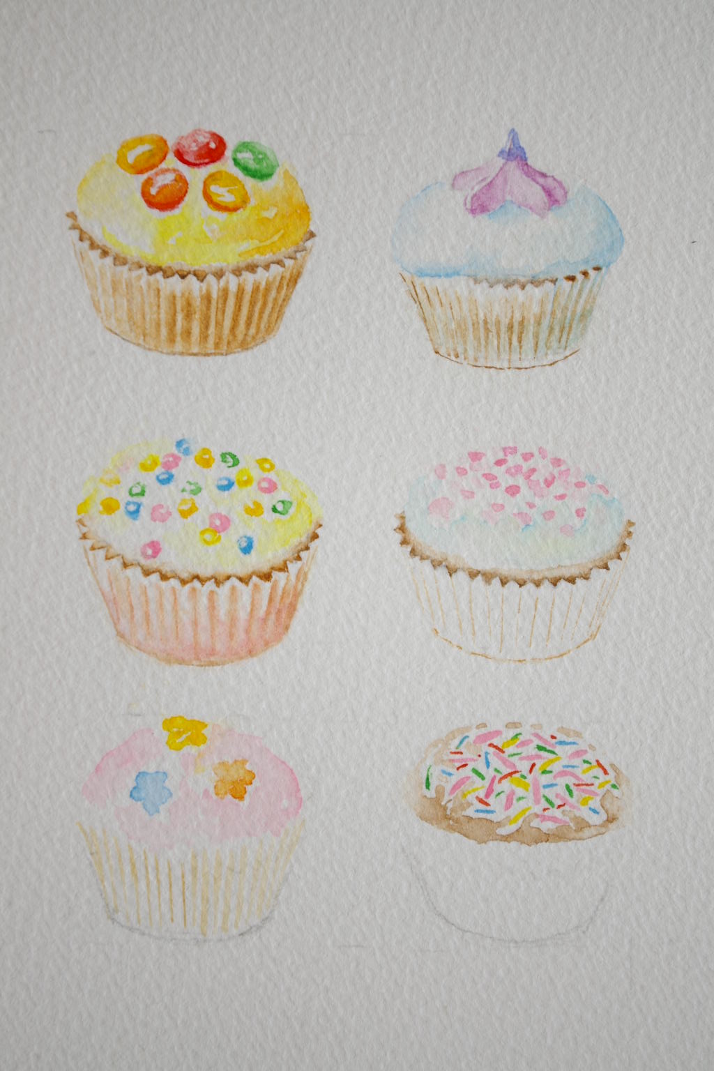 カップケーキ ４ ｙｏｓｕｋｅ ｔａｎａｋａの水彩画の描き方