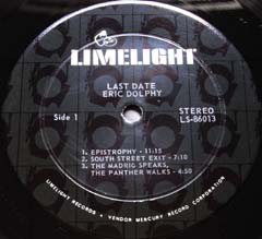 Eric Dolphy  /  Last Data  (US・Limelight盤)_d0102724_1112484.jpg