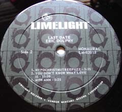 Eric Dolphy  /  Last Data  (US・Limelight盤)_d0102724_1145310.jpg