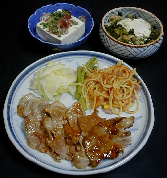 照り焼きポーク＆自家製小松菜とうすあげ煮_e0126576_1211473.jpg