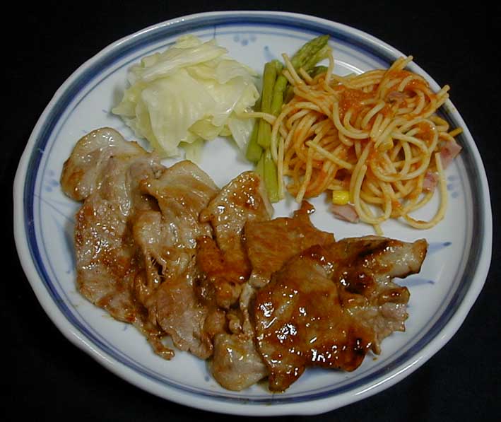 照り焼きポーク＆自家製小松菜とうすあげ煮_e0126576_12181048.jpg