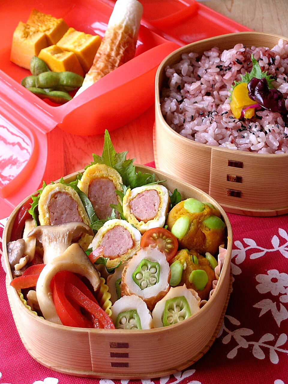 梅型の曲げわっぱ 巻き巻き♪お弁当_b0171098_11282063.jpg