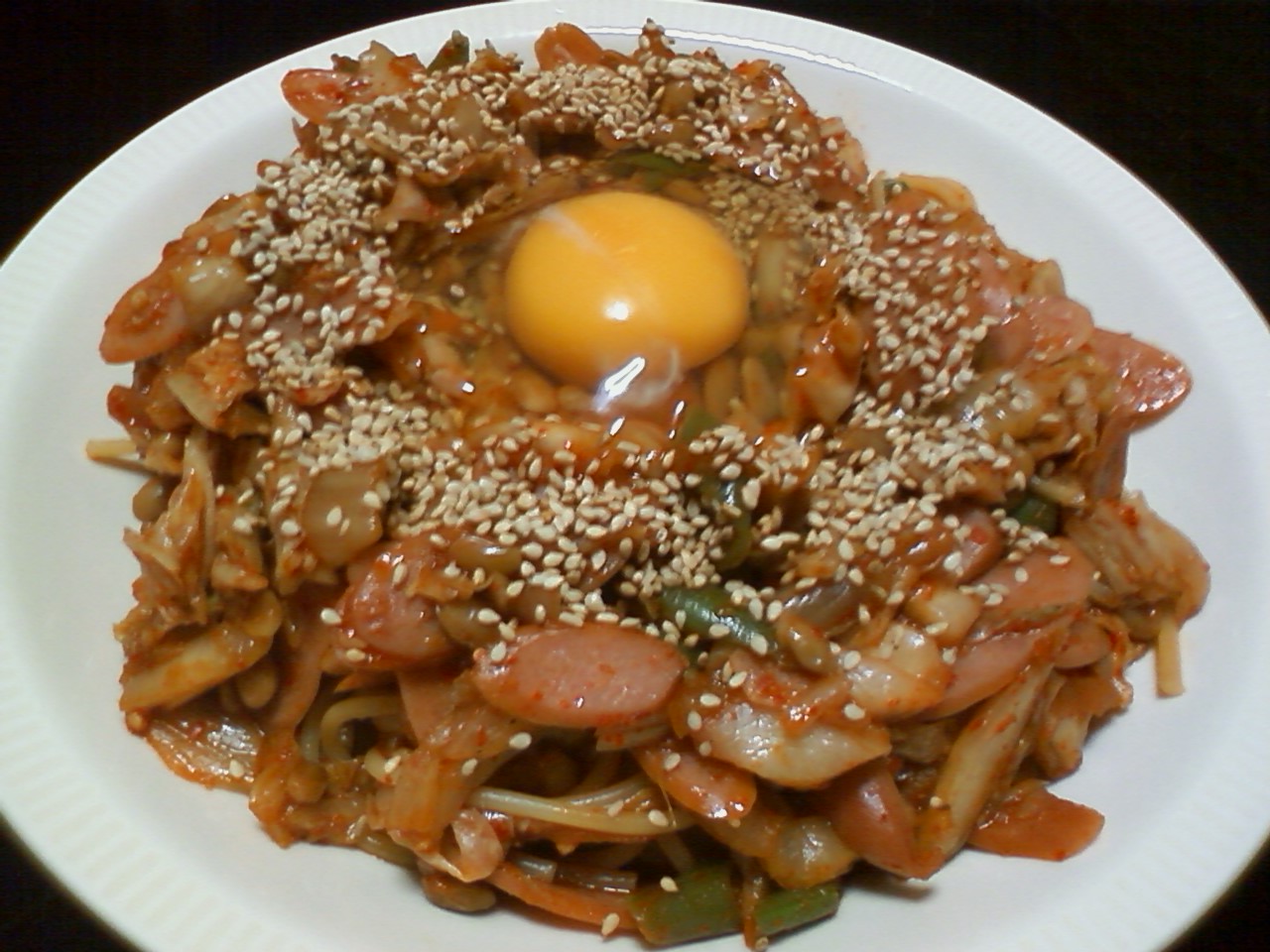 キムチ納豆ソース焼きパスタ♪_b0127783_7251210.jpg