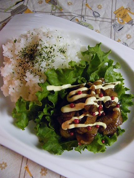 鶏皮の照焼き~ピンクペッパー添え~_f0168317_1224458.jpg