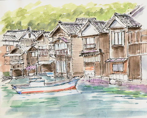 伊根の舟屋 : kenさんのお絵かきブログ 伊根の舟屋 : kenさんのお絵かきブログ