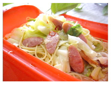 ソーセージとキャベツのさっぱりパスタ ルクエでパスタ_c0103827_132391.jpg