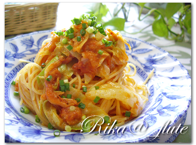 キャベツと桜海老のトマトクリームソースパスタ ルクエでパスタソース_c0103827_14202983.jpg