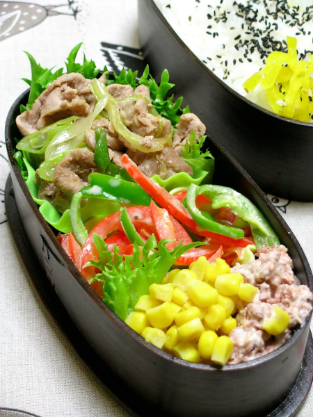 レンジ豚肉の生姜焼き弁当_b0171098_816816.jpg