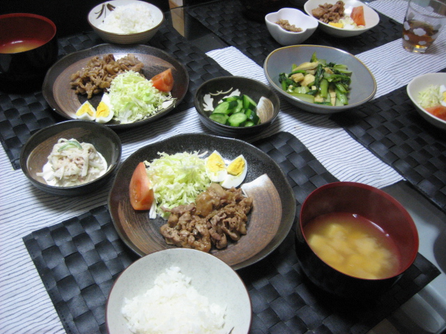 豚肉の生姜焼き＆味見菜と油揚げのさっと煮_e0139978_1937228.jpg