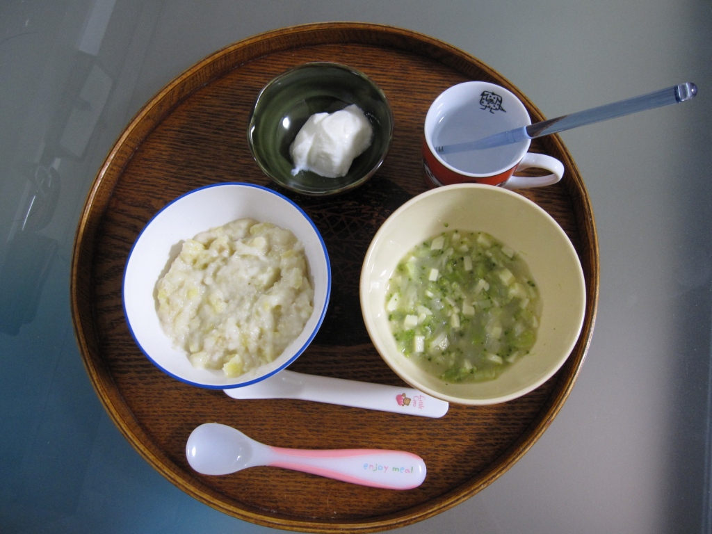 離乳食　中期　「三回食へ」「鶏ひき肉」「レバーペースト」「鱈」_b0149034_114311.jpg