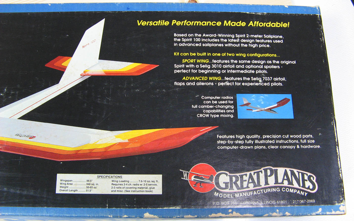 RCグライダー GREAT PLANES SPIRIT100 RCグライダー GREAT PLANES SPIRIT100