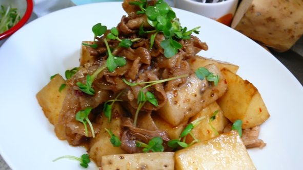 長芋と豚肉の炒め物_e0148373_21195312.jpg