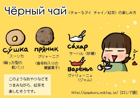 ロシア語 チャイ 紅茶 とおやつ 初対面のあいさつ ほかの国のコトバ ８言語つまみぐい