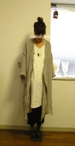 「coat dress of wrinkle wrinkle linen」着画です(*^ー^*)ゞ_c0128402_1435134.gif