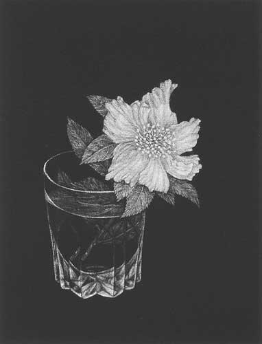 長谷川 潔、巨匠、アンコリの花/マニエルノワール・レゾネ、額装 長谷川 潔、巨匠、アカリョムと花/マニエルノワールレゾネ、額装