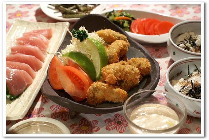 《居酒屋メニューde晩ご飯》ブリ粗大根／カキフライ／ビン長刺身／波乗りジョニー_b0033423_034736.jpg