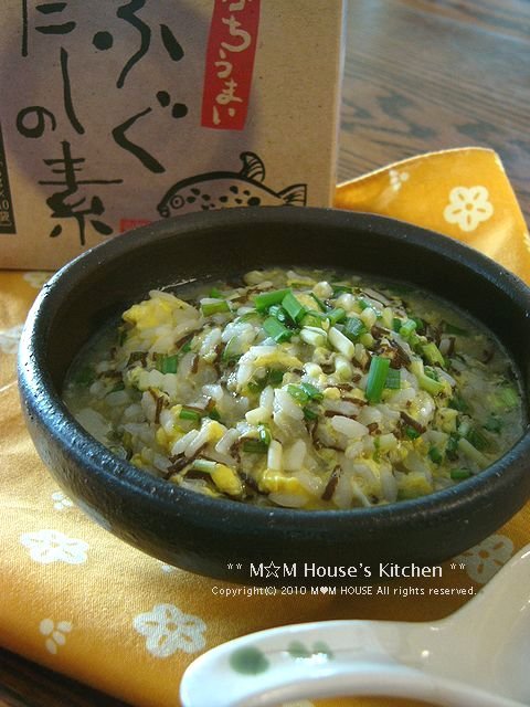 〆は ふぐだし もずく雑炊 Mana S Kitchen 〆は ふぐだし もずく雑炊 Mana S Kitchen