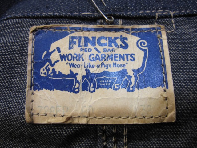 50's ビンテージ 古着 FINCK'Sフィンクス デニム カバーオール ワン