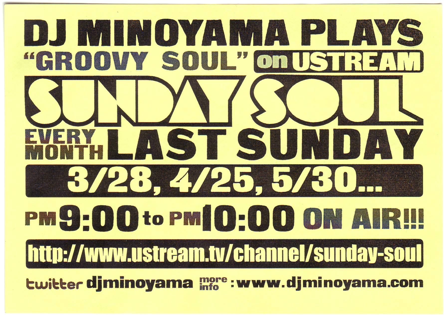 今宵「SUNDAY SOUL」on USTREAM by DJ MINOYAMA_d0107546_15331341.jpg