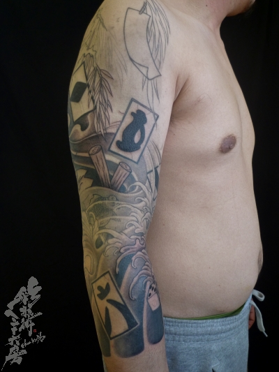 右腕七分 花札 手本引 彩躯術三十六房 Chamber36tattoostudio 右腕七分 花札 手本引 彩躯術三十六房 Chamber36tattoostudio