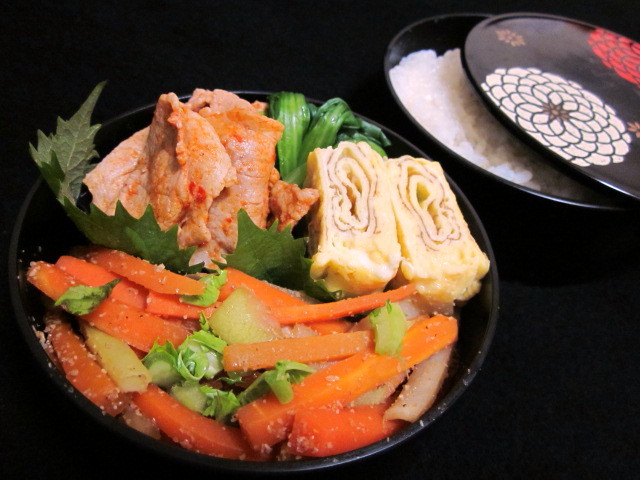 4/22　人参と大根のキンピラ弁当_f0237208_2115463.jpg