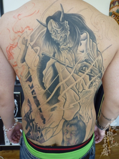 夜叉 生首 制作途中 彩躯術三十六房 Chamber36tattoostudio