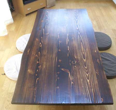 焼杉座卓！キズ防止にアクリル板付き : オーダー家具匠お客様実用