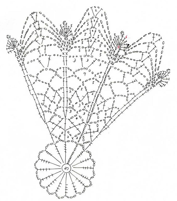 蝶が舞う大輪の花のドイリー(編み図付き、ちょうちょう） : Crochet a