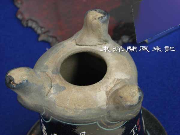 三足蘭鉢⑤古鉢京楽焼 春蘭鉢 東洋蘭 万年青 日本春蘭