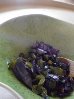 いろいろ常備菜と・・・茄子の皮とピーマンのピリ辛炒め。_f0177295_0163339.jpg