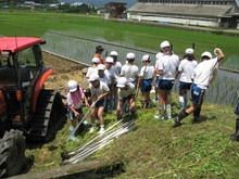 服間小学校4年生の子供達が大豆の種まきをしました_e0061225_13591928.jpg