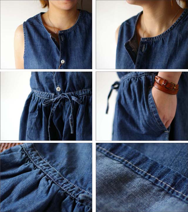 デニム ノースリーブ オールインワン ファッションショップAya