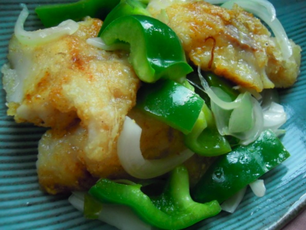 sweet and sour fried cod with veggie  酢豚じゃなくて酢魚_c0193723_11563698.jpg