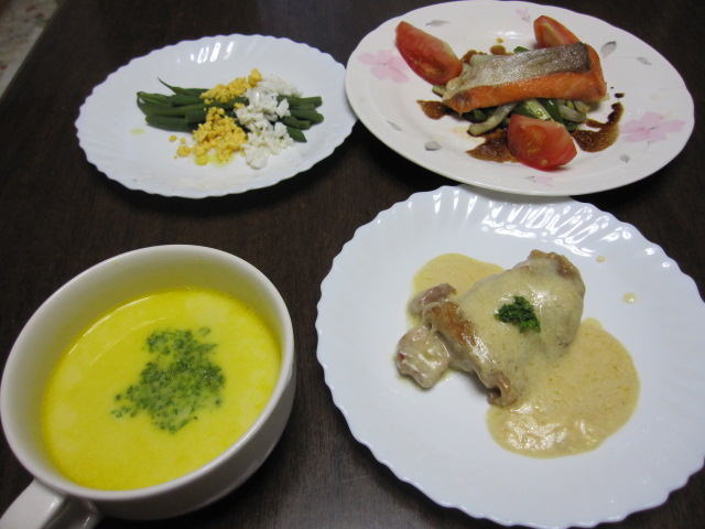 フリカッセを主菜とした献立調理 あきらや料理録