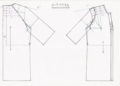 製図教室課題 ロングブラウス作図 アトリエ A Y 洋裁教室