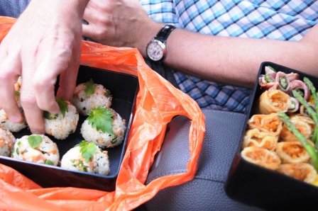 鮭とオクラのしそ生姜おにぎり & お弁当_d0104926_1215158.jpg
