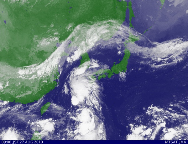 今日の衛星画像、　TDが接近中、偏西風の蛇行がはっきり。_d0115156_1084019.jpg