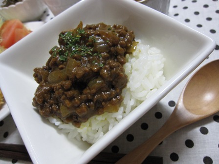 夕食★アジフライ・マカロニ明太･そぼろカレー_b0195143_20512965.jpg