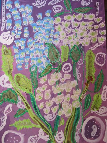 写生 紫陽花 アトリエciel 子供絵画造形教室