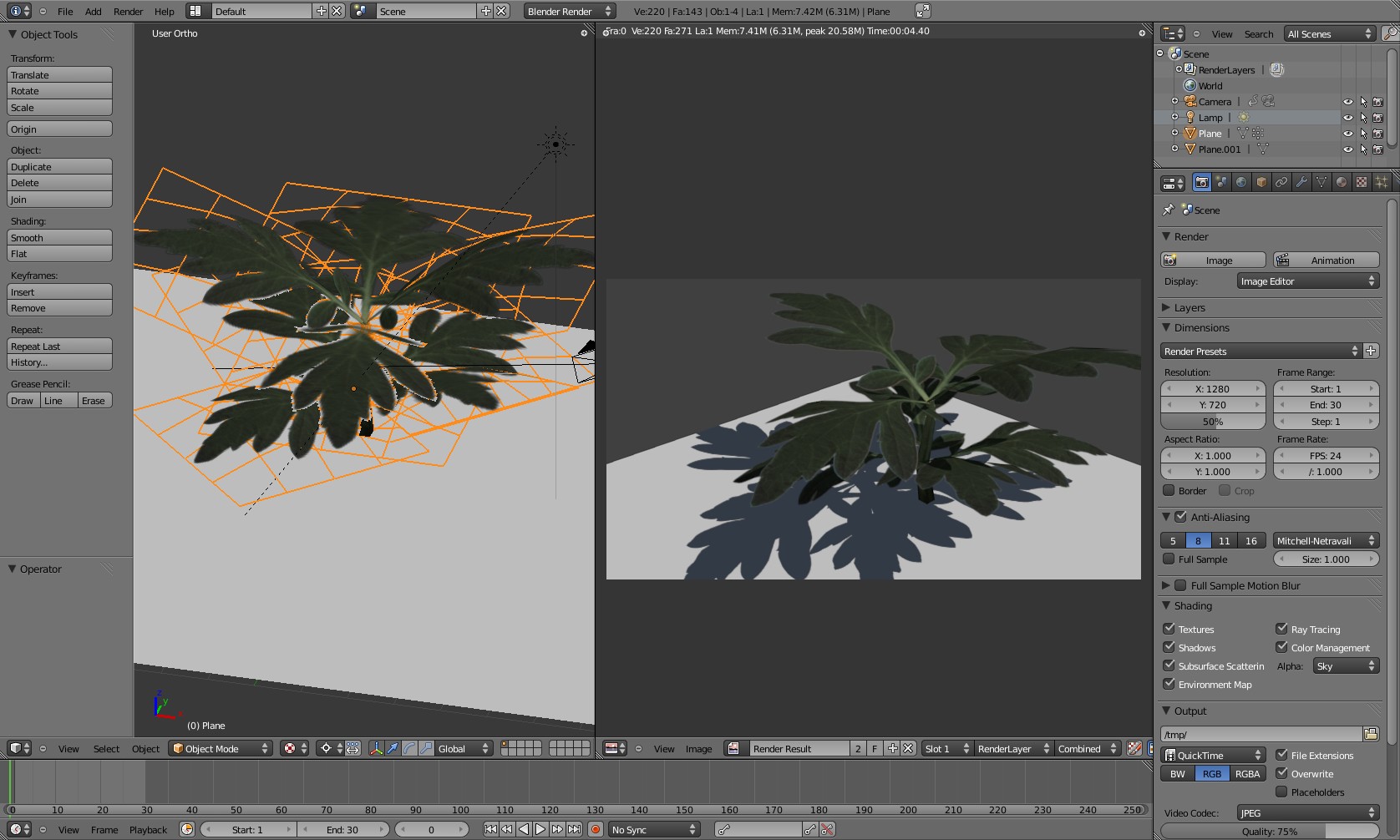 Blender 3d ローポリ植物モデリングした テクスチャの写真は家の近くから取って シュールな絵画の抽象画の油絵奮闘記