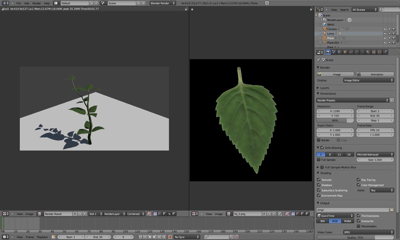 blender 3d『ローポリ植物モデリング3点目完成』_a0011382_18123288.jpg