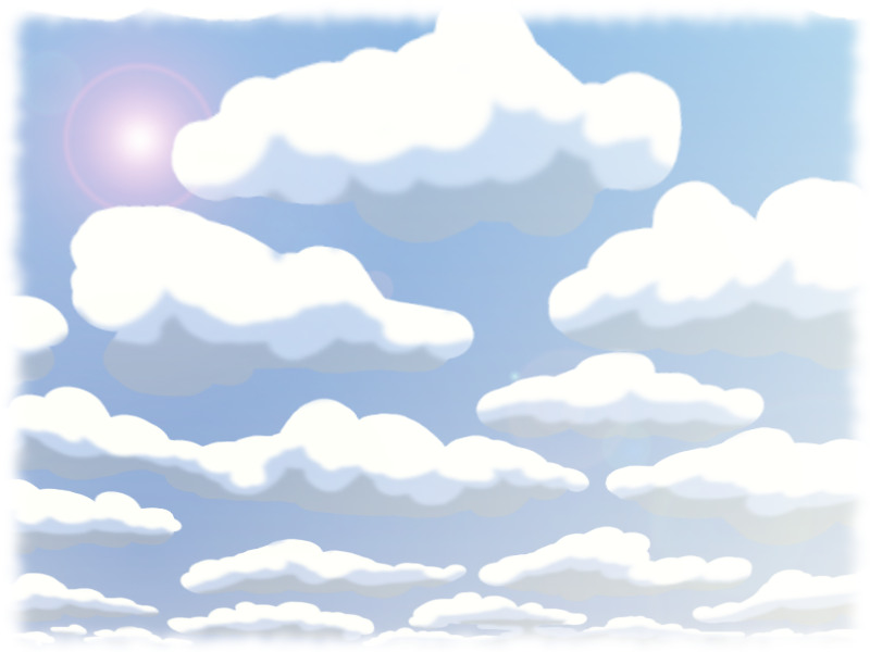 gimpで雲と空をデジタルペイント描きました三色のハッキリしたエッジの雲に.._a0011382_1741562.jpg