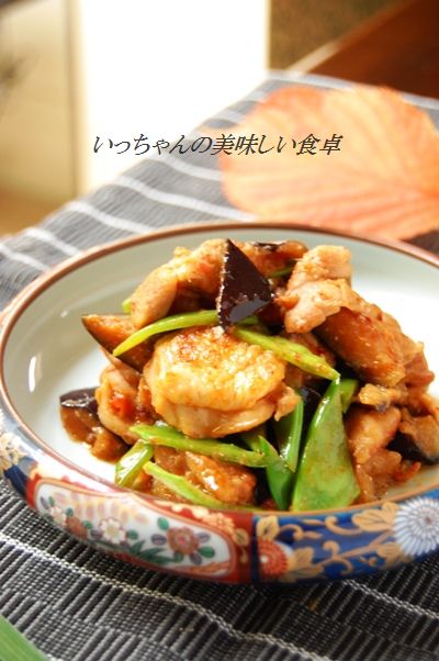 鶏と茄子の味噌豆板醤炒め_d0104926_0281399.jpg