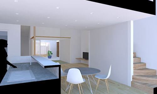 片流れ屋根の住宅。内観パース_c0196892_16351143.jpg