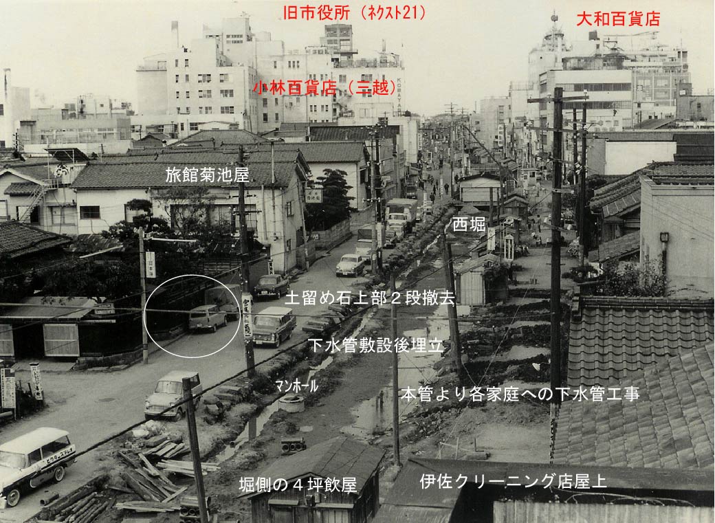 ①伊佐さんから西堀埋立工事と鍛冶工事の下水道管埋設工事の貴重な写真をお借りしました。_d0178825_12423287.jpg