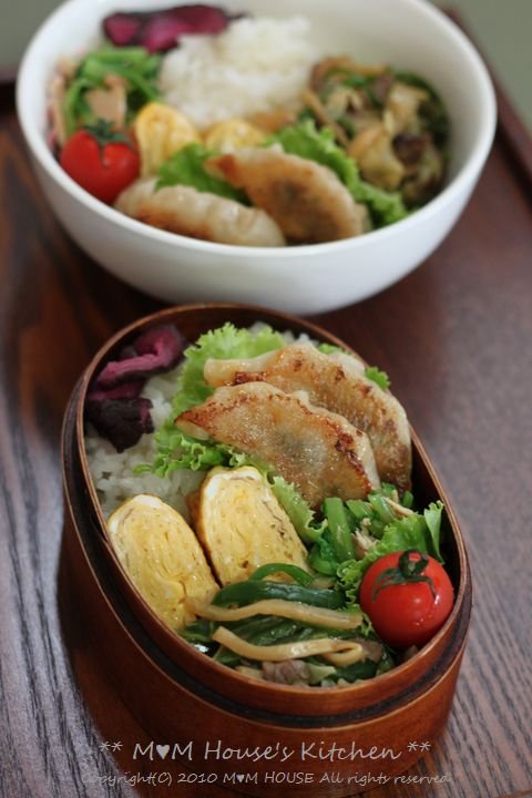 焼き餃子弁当　☆　ちょっとした気のゆるみが・・・(-_-;)llllll♪_c0139375_105523100.jpg