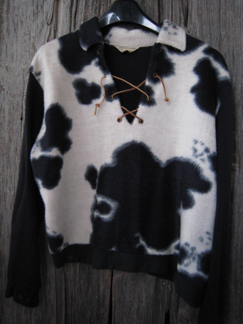 50's Vintage レースアップシャツ　ブラック　L 50's レースアップ ホルスタイン シャツ : LOVE DYNAMIC